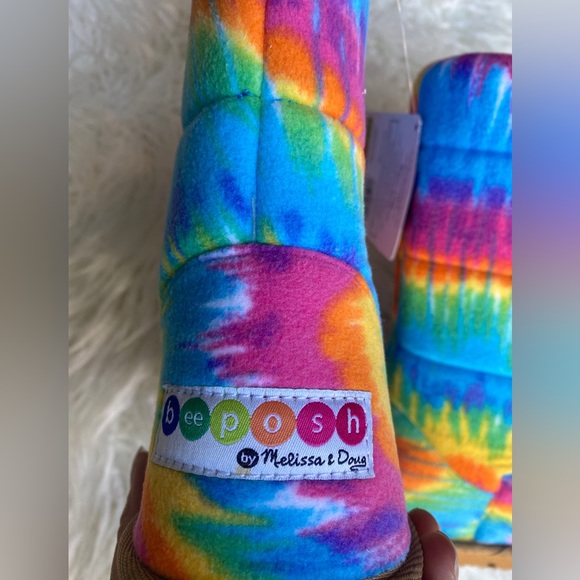 Women’s Rainbow Tie Dye Colorfull Boots Slippers Size 6 - Picture 4 of 6